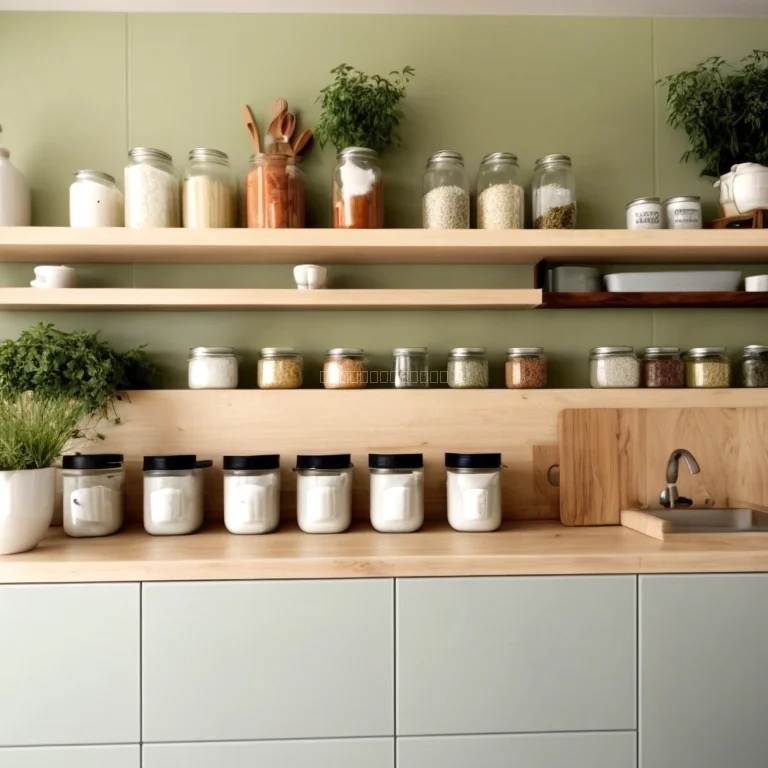 Ordentlich organisierte Küchenablage mit Essensbehältern